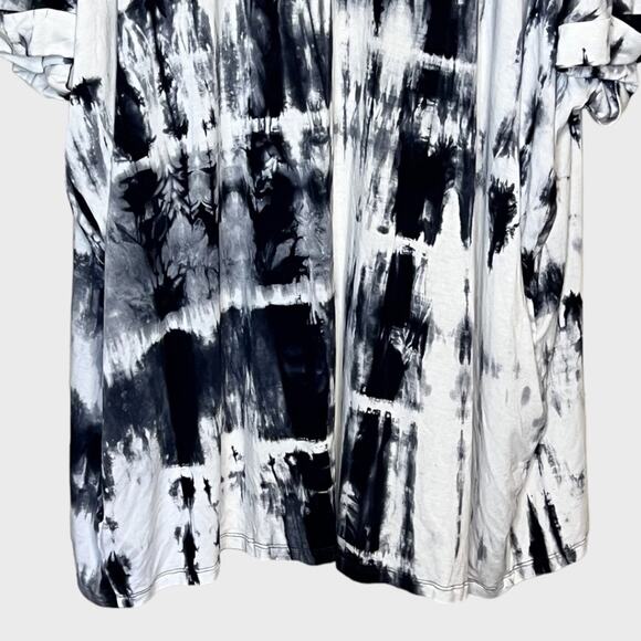 COIN 1804 Hand Tie Dye Pocket Kimono Top - Black/White - Picture 12 of 13